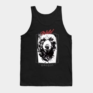 Bear Grizzly Wild Nature Free Spirit Art Brush Painting Tank Top